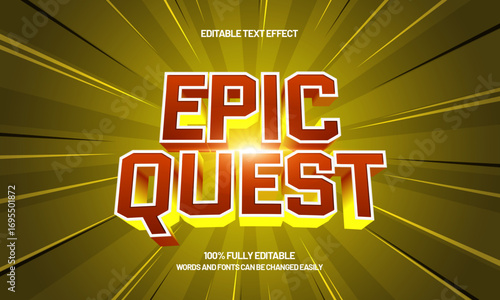 epic quest editable text effect for hero
