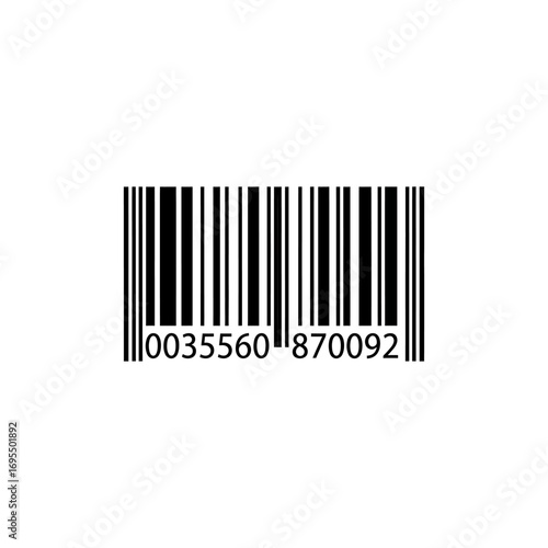 Vector illustration of a black and white barcode label with numbers and lines for a product's price and data at a store