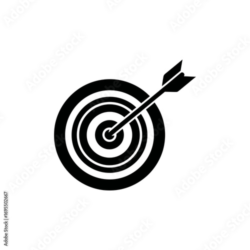 Hitting the red bullseye of a dartboard with an arrow, a concept of successful business marketing and precise aiming