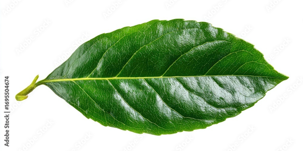 Fototapeta premium Single vibrant green leaf (2)