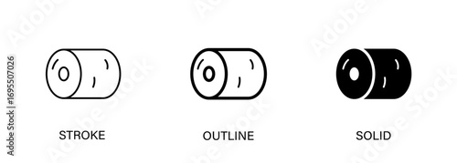 Hay bale icon for agriculture, field, raw products. Vector stroke, outline and solid icons.