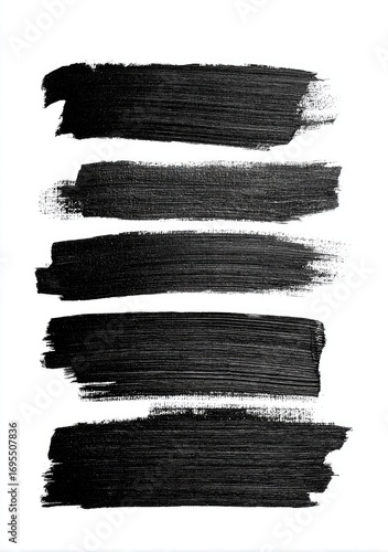 Black paint brush strokes on white background (3)