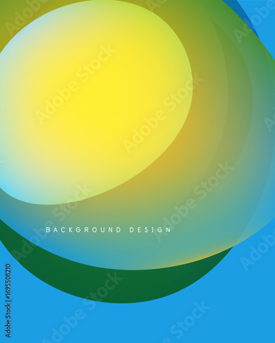 Abstract layers create vibrant visual. Yellow, green, blue hues blend smoothly. Simple design for backgrounds, presentations.