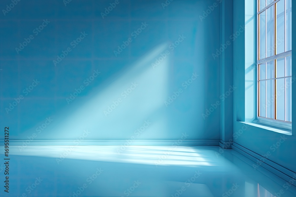 Obraz premium Empty room, bright blue, sunlight