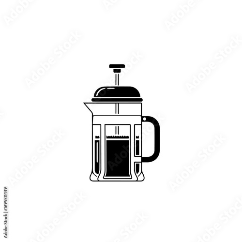 French Press Coffee Maker Simple Icon Illustration