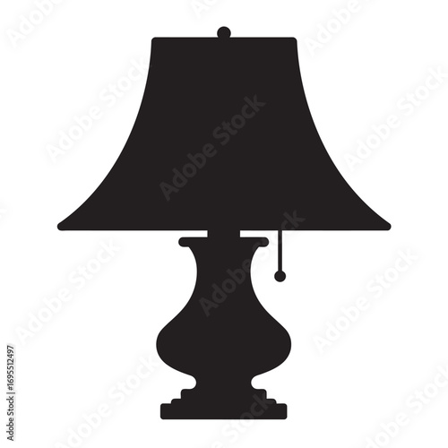 black and white silhouette of a lamp vector on a white background