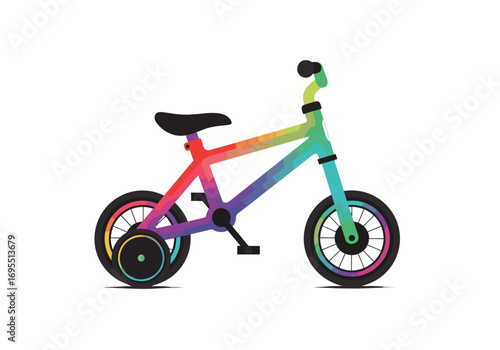 Brightly colored kids training bicycle for early childhood learning and fun outdoor activities