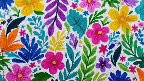 Wallpaper Mural Vibrant floral pattern (1) Torontodigital.ca