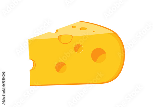 A delicious wedge of swiss cheese with many holes and a yellow hue perfect for snacking or cooking