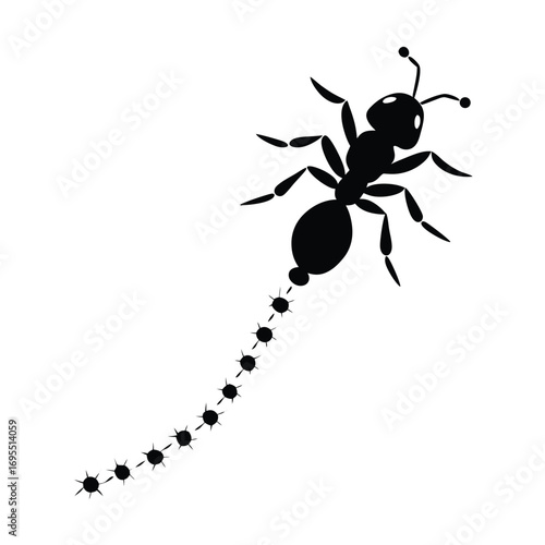 Silhouette of tracking ants On Transparent Background