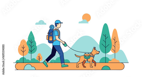 A Hiker And His Dog Enjoying A Relaxing Walk In A Serene And Scenic Wilderness