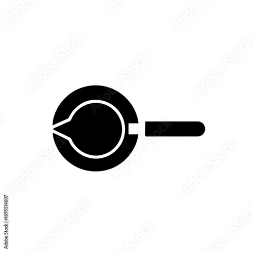 Simple crucible glyph icon for scientific and industrial applications. Vector symbol representing melting, metallurgy, and transformation concepts