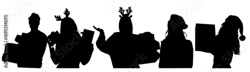 Christmas people silhouette vector 
