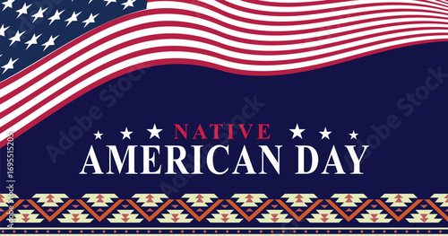 Native American Day is a holiday. It's a day in honor of Native Americans. Poster, card, banner design Background