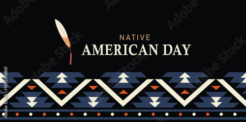 Native American Day is a holiday. It's a day in honor of Native Americans. Poster, card, banner design Background