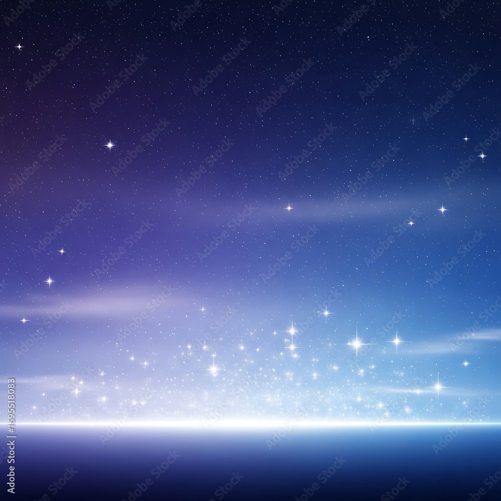 Obraz premium A breathtaking celestial expanse, filled with twinkling stars and a luminous horizon, creates a serene and magical atmosphere.