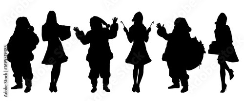 christmas people silhouette vector illustration