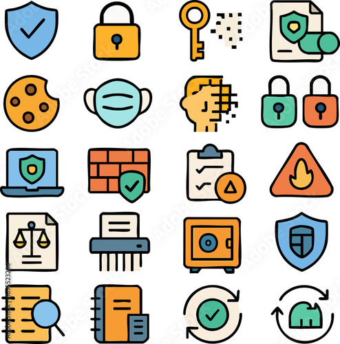 Collection of Security and Office Icons.