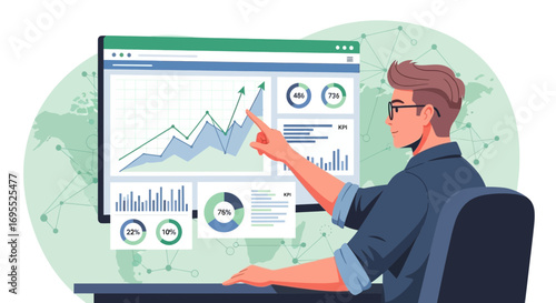 Business Analytics And Data Visualization Displayed On Computer Monitor For Insightful Reporting