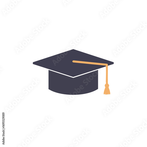 A dark blue graduation cap with a golden tassel is shown against a white background.