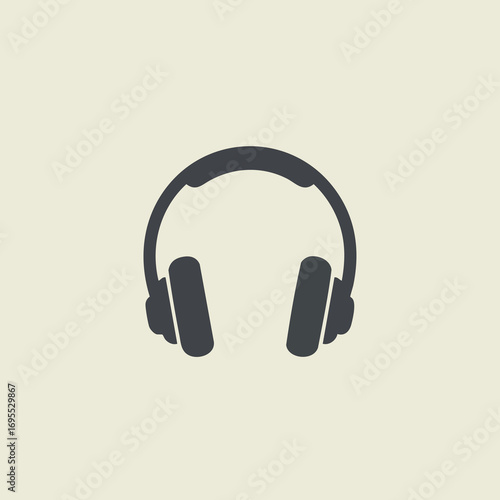 Simple, minimalist illustration of a pair of over-ear headphones, perfect for music and audio.