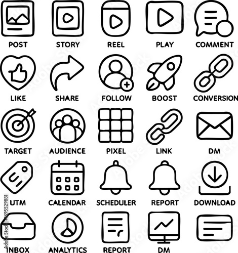 Social Media Marketing Icons Collection.