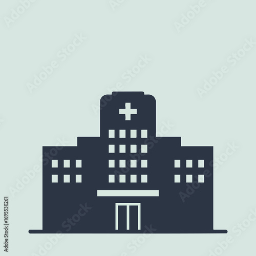 Simple vector graphic of a hospital building.