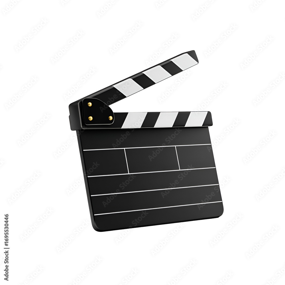 Fototapeta premium Classic Black and White Film Slate with Open Clapperboard for Professional Film Production and Editing