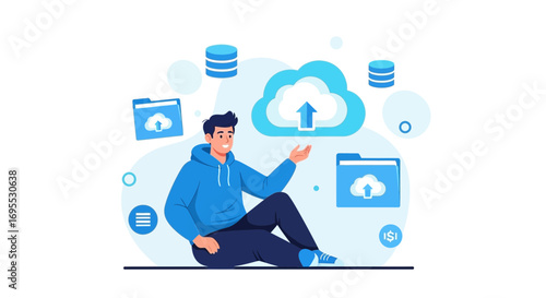 Cloud Computing Concept: Digital Transformation and Data Management Illustration Example