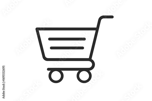 Shopping cart icon linear symbol, minimalist vector illustration of empty trolley with transparent background, online shopping, ecommerce cart, goods transport, retail and purchase concept