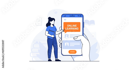 Digital Learning Platform: Illustrative Graphic Demonstrating The Concept Of Remote Education