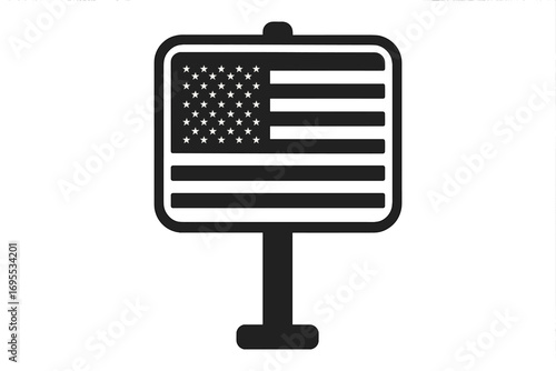 USA flag icon flat style vector illustration, American stars and stripes patriotic symbol, isolated transparent background, USA national emblem, classic banner design