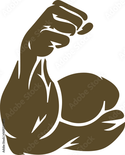 A Muscular Arm Flexing Strength and Fitness Depicted in a Strongman Silhouette for Bodybuilding and Healthy Lifestyle