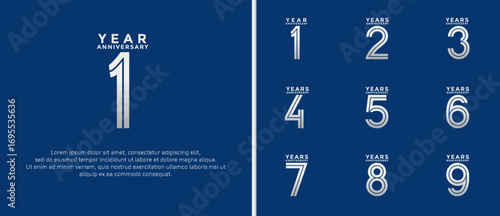 anniversary vector logo set, silver color can be use for celebration