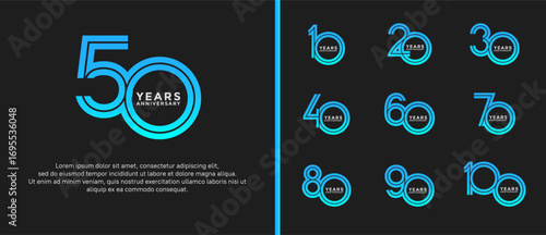 anniversary vector logo set, blue color can be use for celebration