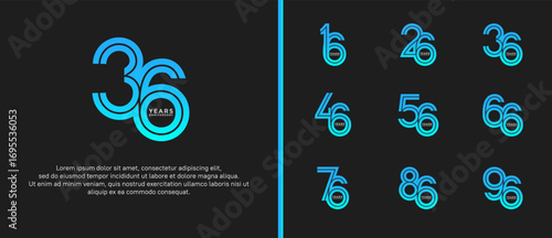 anniversary vector logo set, blue color can be use for celebration