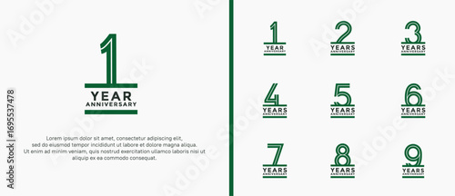 anniversary vector logo set, green and black color can be use for celebration