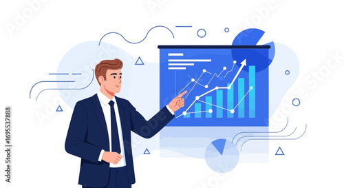 Illustrative Presentation: Financial Analysis Displaying Growth and Business Success In A Modern