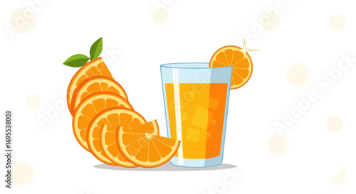 Refreshing Orange Juice And Sliced Oranges With Attractive And Delicious Visuals
