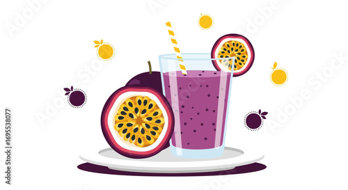 Refreshing Passion fruit Smoothie: A Vibrant And Delicious Beverage Illustration