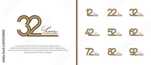 anniversary vector logo set, brown color and black handwriting can be use for celebration