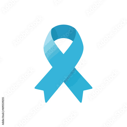 A light blue awareness ribbon, a symbol for prostate cancer and other causes, isolated on a white background.