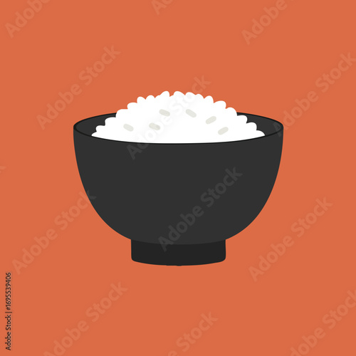 A bowl of white rice, simple illustration.