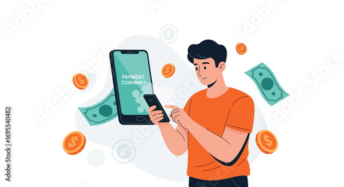 Mobile Payment Confirmation Illustrative Concept, New Digital Transaction Processing Method