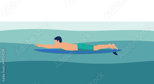 A person surfing on a surfboard in the water during a sunny day