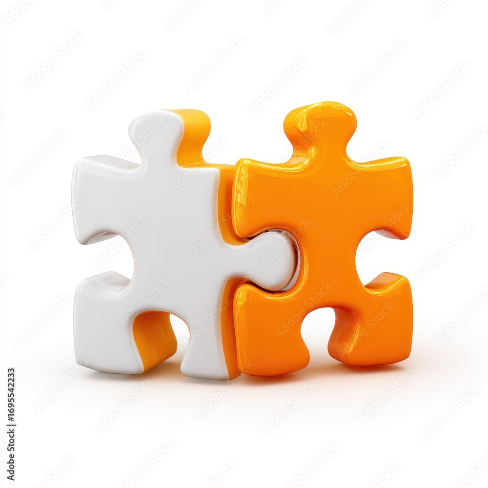 Obraz premium Colorful Puzzle Pieces Interlocking on a Clean Background