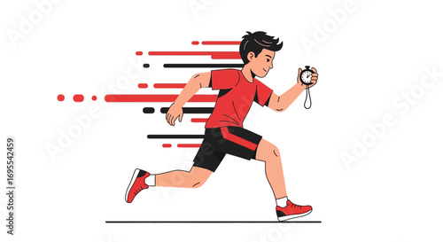 A Running Person Holding a Stopwatch Demonstrates Speed and Time Measurement Perfectly