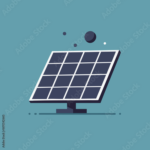 A modern, flat design illustration of a single solar panel, representing clean, renewable energy.