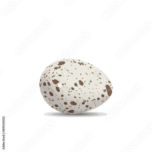 A beautifully detailed bird egg with a speckled white surface, resting on a clean background, symbolizing nature's creativity and life. Flat design vector illustration.