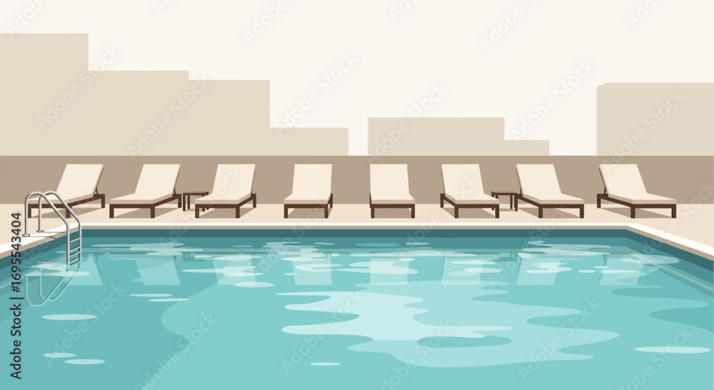 Obraz premium Relaxing Swimming Pool Illustration for Marketing and Advertising in Paradise Area